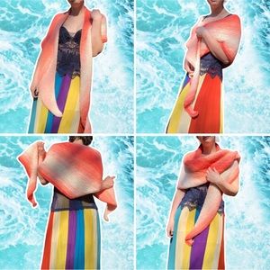 Hand Crocheted Peaches and Cream Pastel Ombre Triangle Shawl